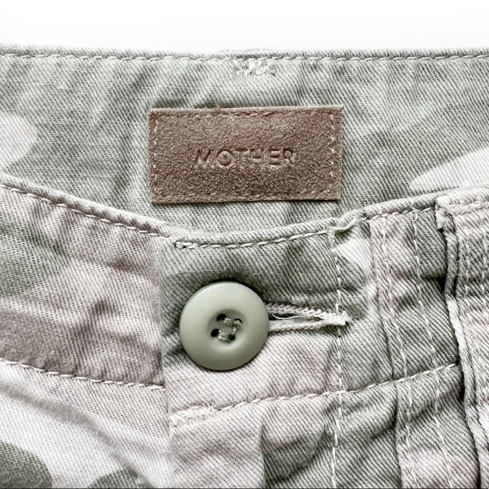 MOTHER THE SHAKER CHOP CROP FRAY Linen Blend Desert Print Camo Jeans Pan… - Picture 8 of 16